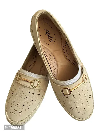 Atulit Stylish Fashionable Belly/Bellies Shoes for Women and Ladies (Cream, Numeric_5)-thumb3