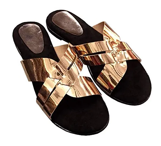 Atulit Stylish and Comfortable Sandals or Flats for Girls and Women (Copper, Numeric_6)