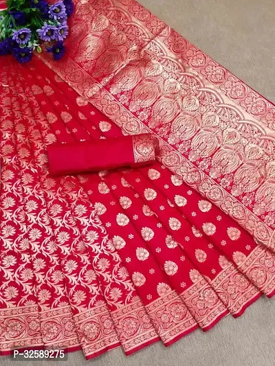 Stylish Red Art Silk Saree With Blouse Piece For Women-thumb0