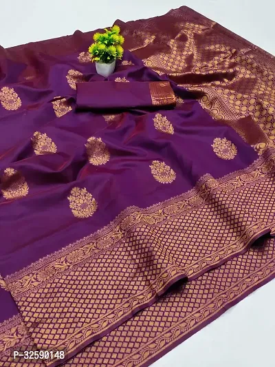 Stylish Purple Art Silk Saree With Blouse Piece For Women-thumb0