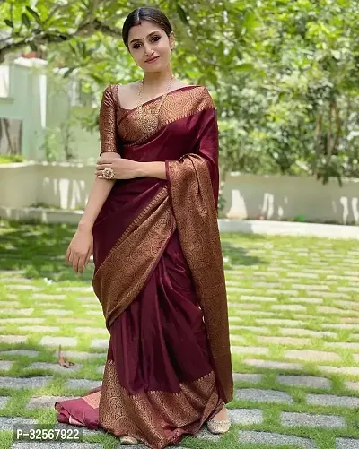 Elegant Art Silk Zari Woven Women Saree with Running Blouse-thumb0