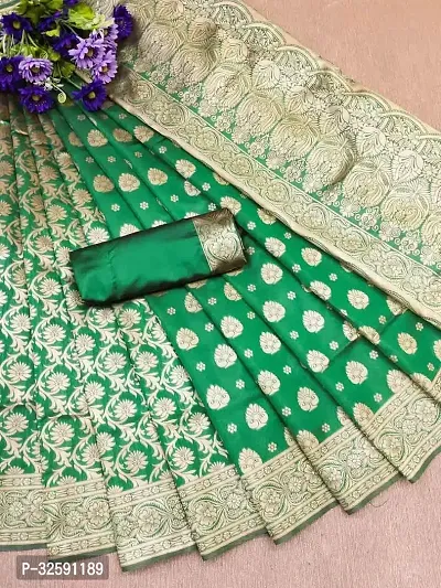 Stylish Green Art Silk Saree With Blouse Piece For Women-thumb0