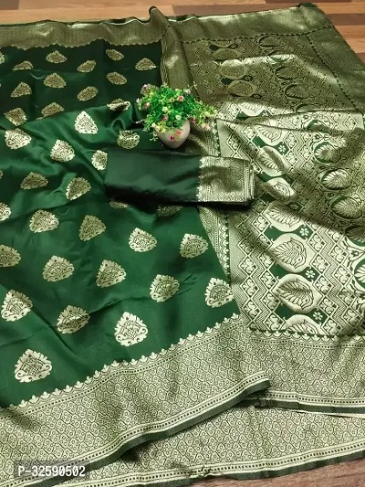 Stylish Green Art Silk Saree With Blouse Piece For Women-thumb0