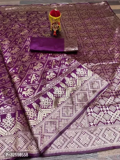 Stylish Purple Art Silk Saree With Blouse Piece For Women-thumb0