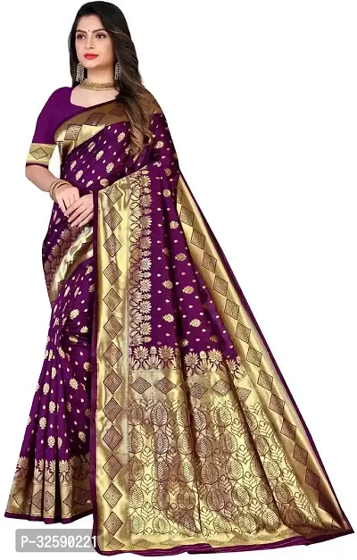 Stylish Purple Art Silk Saree With Blouse Piece For Women-thumb0