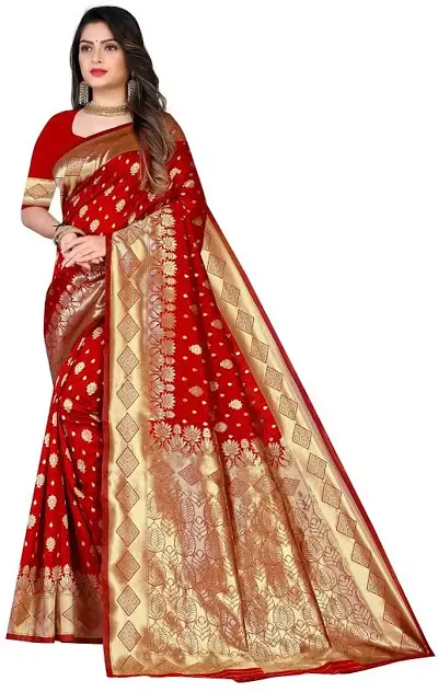 Best Selling Art Silk Saree with Blouse piece 