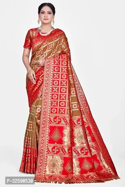 Stylish Red Art Silk Saree With Blouse Piece For Women-thumb0