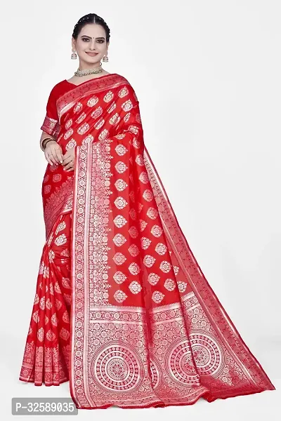 Stylish Red Art Silk Saree With Blouse Piece For Women-thumb0