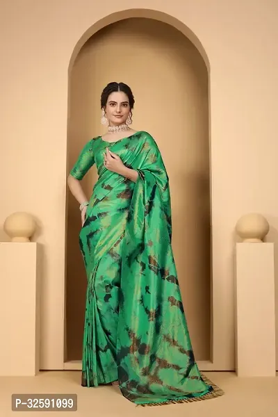 Stylish Green Art Silk Saree With Blouse Piece For Women-thumb0