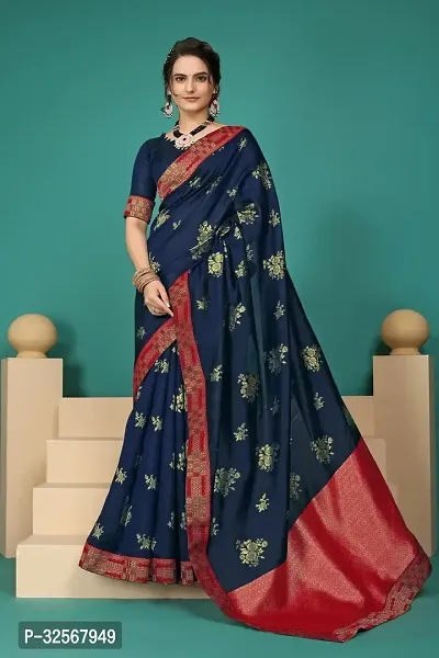 Elegant Art Silk Zari Woven Women Saree with Running Blouse-thumb0