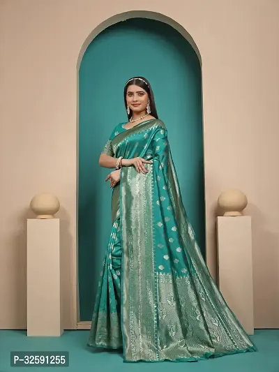 Stylish Green Art Silk Saree With Blouse Piece For Women-thumb0