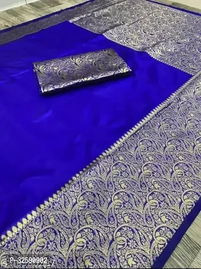 Stylish Blue Art Silk Saree With Blouse Piece For Women-thumb0