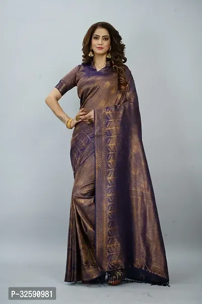 Stylish Brown Art Silk Saree With Blouse Piece For Women-thumb0