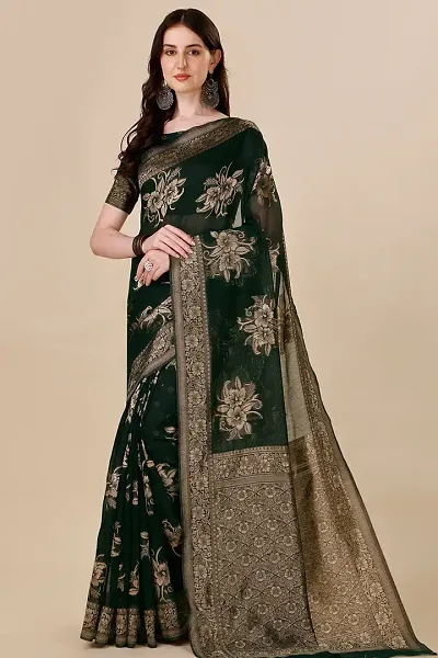 Stylish Silk Blend Zari Saree With Blouse Piece For Women