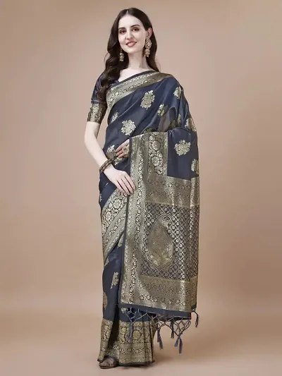 Stylish Art Silk Banarasi Saree With Blouse Piece For Women