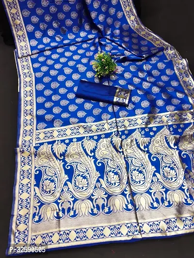 Stylish Blue Art Silk Saree With Blouse Piece For Women-thumb0