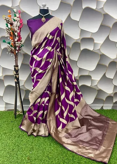 Elegant Silk Blend Saree with Blouse piece For Women