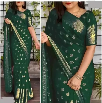 Alluring Silk Blend Saree with Blouse piece 