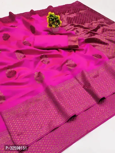 Stylish Pink Art Silk Saree With Blouse Piece For Women-thumb0