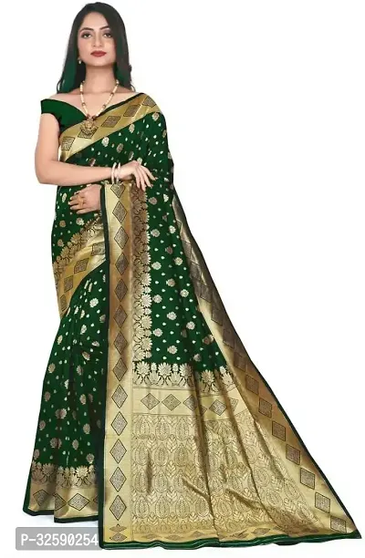 Stylish Green Art Silk Saree With Blouse Piece For Women-thumb0