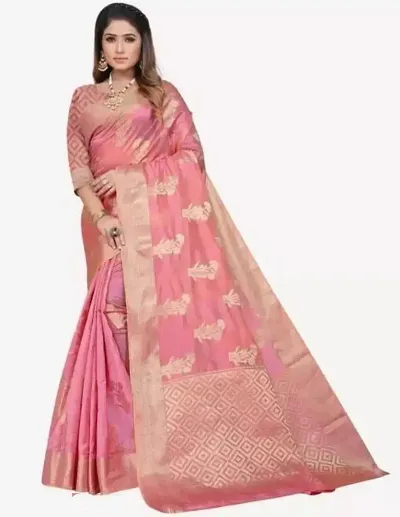 Stylish Organza Zari Woven Saree with Blouse piece