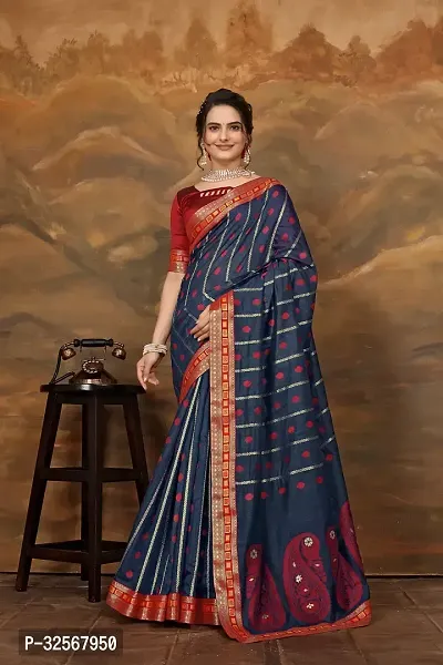 Elegant Art Silk Zari Woven Women Saree with Running Blouse-thumb0