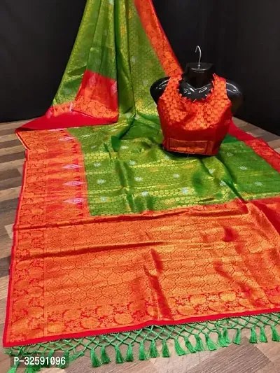 Stylish Green Art Silk Saree With Blouse Piece For Women-thumb0