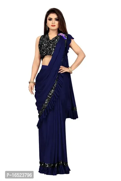 Classic Lycra Solid Saree without Blouse piece-thumb0