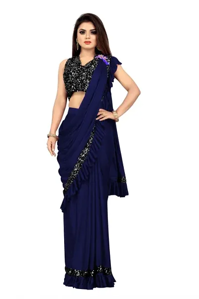 Classic Lycra Solid Saree without Blouse piece