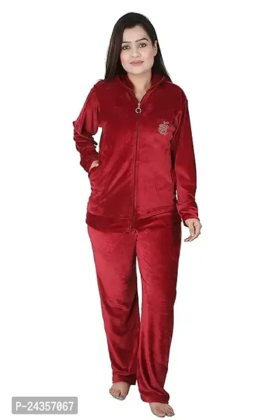 Trendy Zipper Velvet Tracksuit for Women