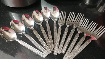 Premium Heavy Quality Stainless Steel Spoons with Forks 24 pieces-thumb1