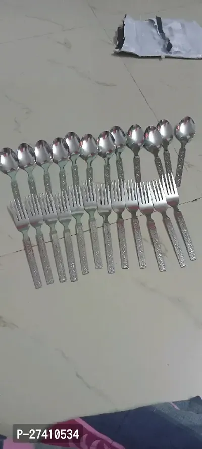Premium Heavy Quality Stainless Steel Spoons with Forks 24 pieces-thumb3