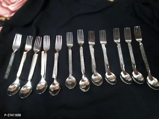 Premium Heavy Quality Stainless Steel Forks and Spoon 24 pieces-thumb4