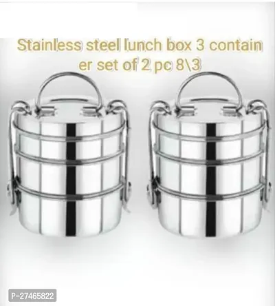 combo Stainless Steel Traditional Indian Tiffin Carrier l Lunch Box Section off 3 for School/Office/College (Stainless Steel,combo Stainless Steel Traditional Indian Tiffin Carrier l Lunch Box Section-thumb0