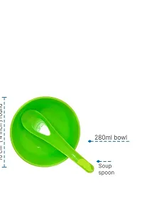Plastic Soup Bowl Round Shape Soup Bowls Set 6 Bowl and 6 Spoon Disposable (Pack of 12, Green)-thumb1