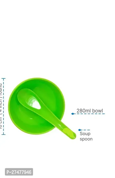 Plastic Soup Bowl Round Shape Soup Bowls Set 6 Bowl and 6 Spoon Disposable (Pack of 12, Green)-thumb2