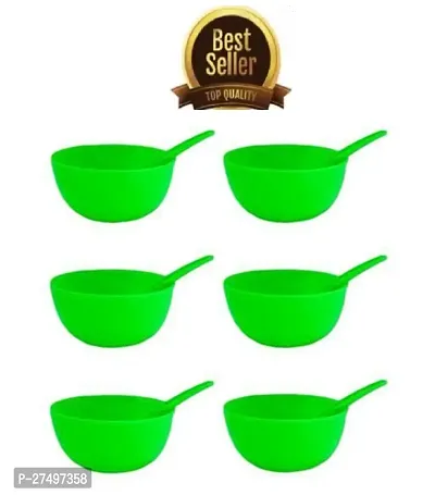 Plastic Soup Bowl Round Shape Soup Bowls Set 6 Bowl and 6 Spoon Disposable (Pack of 12, Green)-thumb4