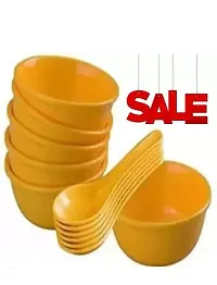Plastic Soup Bowl Round Shape Soup Bowls Set 6 Bowl and 6 Spoon Disposable (Pack of 12,  yellow)-thumb3