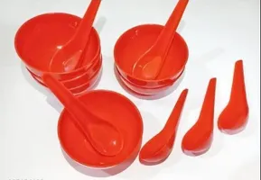 Plastic Soup Bowl Round Shape Soup Bowls Set 6 Bowl and 6 Spoon Disposable (Pack of 12,  red*)-thumb3