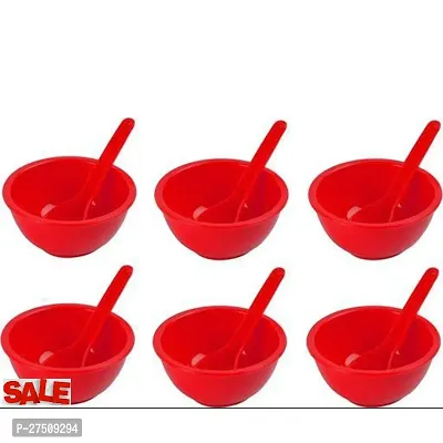 Plastic Soup Bowl Round Shape Soup Bowls Set 6 Bowl and 6 Spoon Disposable (Pack of 12,  red*)-thumb4