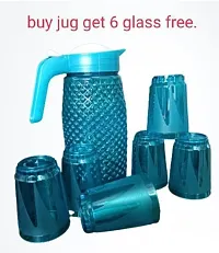 2 L Water Unbreakable Plastic Water and Jug with 6 Pcs Glasses for Water  Serve Jug  BPA Free Plastic ALL Color Jug (Plastic) Jug Glass Set (Plastic)-thumb3