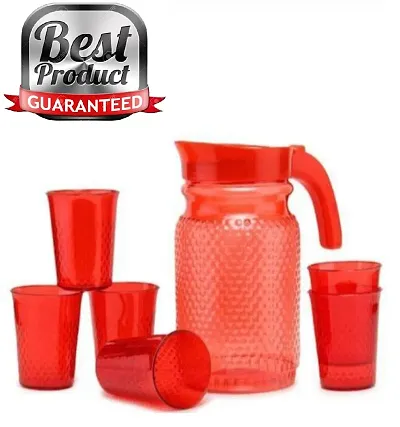 2 L Water Unbreakable Plastic Water and Jug with 6 Pcs Glasses for Water  Serve Jug  BPA Free Plastic ALL Color Jug (Plastic) Jug Glass Set (Plastic)