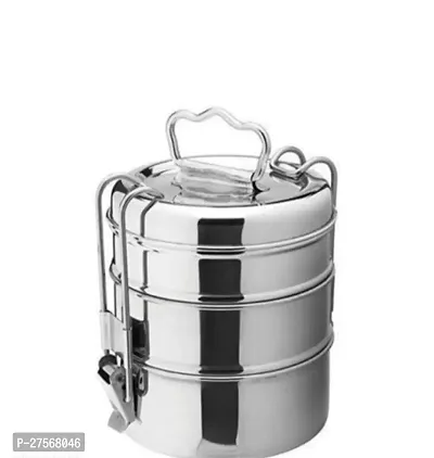 Stainless Steel Traditional Indian Tiffin Carrier l Lunch Box for School/Office/College (Stainless Steel, 3 Container)
