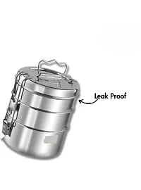 Stainless Steel Traditional Indian Tiffin Carrier l Lunch Box for School/Office/College (Stainless Steel, 3 Container)-thumb3