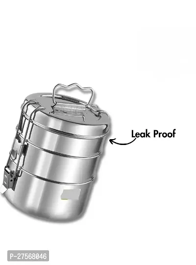 Stainless Steel Traditional Indian Tiffin Carrier l Lunch Box for School/Office/College (Stainless Steel, 3 Container)-thumb4