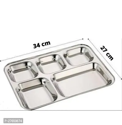 Classy Solid Stainless Steel Serving Plate, Pack of 6-thumb3