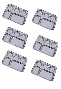 Classy Solid Stainless Steel Serving Plate, Pack of 6-thumb1