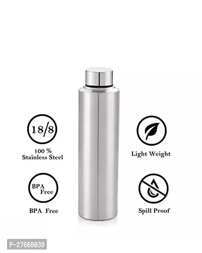 Classy Solid Stainless Steel Water Bottle, 1000ml