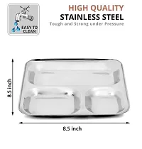Premium Quality Suitable for Home and Kitchen 3in1 Compartment Plate Set of 1 Pav Bhaji Plates/Dinner Plates/Lunch Plates with Extra deep Square Compartments.-thumb2