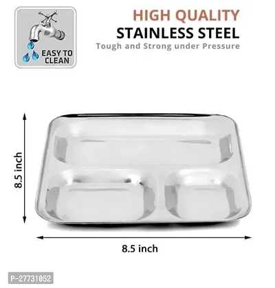 Premium Quality Suitable for Home and Kitchen 3in1 Compartment Plate Set of 1 Pav Bhaji Plates/Dinner Plates/Lunch Plates with Extra deep Square Compartments.-thumb3